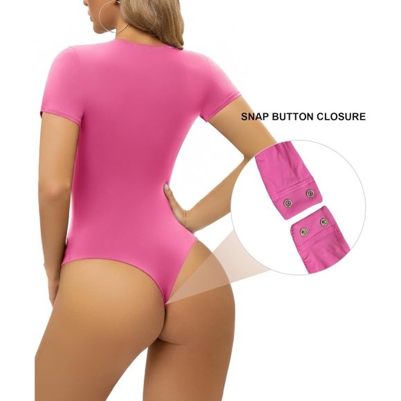 SHAPERX Women's Fit Everybody Bodysuit Soft Crew Neck T-shirt Body Suits with Th - Picture 5 of 7